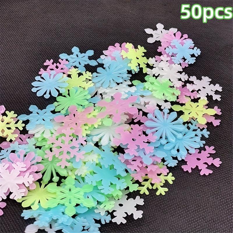 50/100PCS Luminescent Snowflake Wall Stickers, Mini Christmas Snowflake Luminous Wall Decoration Suitable For Home Bedroom Baby Room Decoration