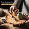 Japanese Style Wooden Cake Plate Creative Food Serving Trays Acacia Wood Decoration Tea Plate Dessert Table Display Stand