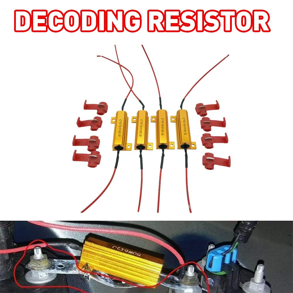 2/4pcs LED Indicator Ballast Load Resistor Flash Rate Relay Turn Signal Bulbs 50W 6 Ohm Load Resistor