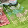 3in1 Miniature Iron Table And Chair Set For 1/12 Dollhouse Decors Craft Project And Garden Display Accessories