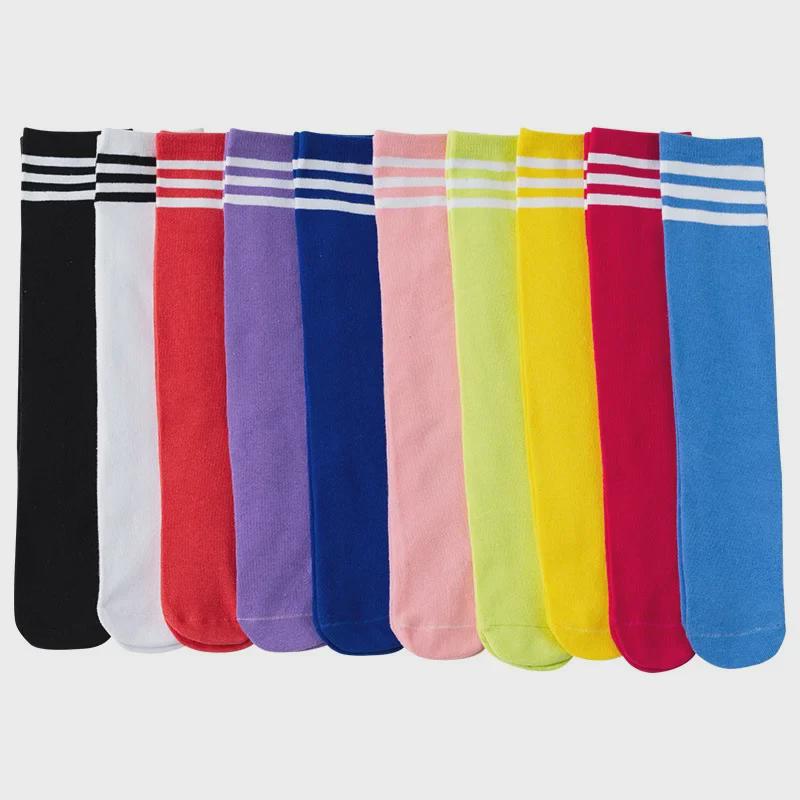 Kinder Lange Kniestrümpfe Gestreift & Uni - Frühling/Herbst Stil, Einheitsgröße, Bonbonfarben, für Jungen & Mädchen