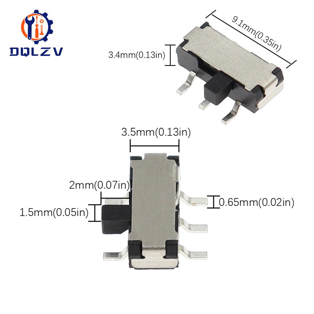Toggle Switch 9*3.5*3.5mm 3 Feet 2 Gears, Handle Length 2MM Side Patch Slide Switch