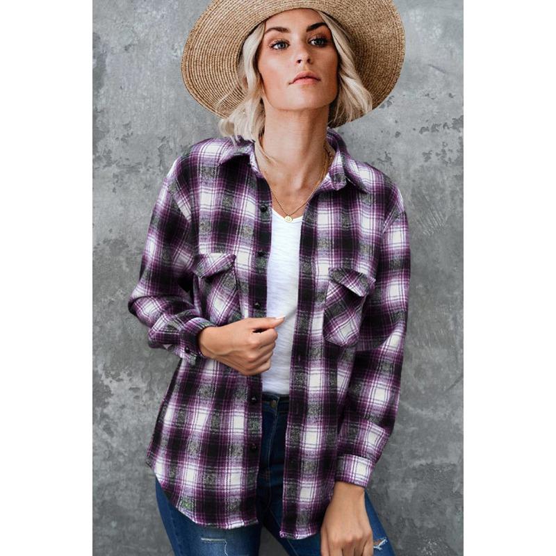 Women S Plaid Long Sleeve Loose Mid Length Shirt