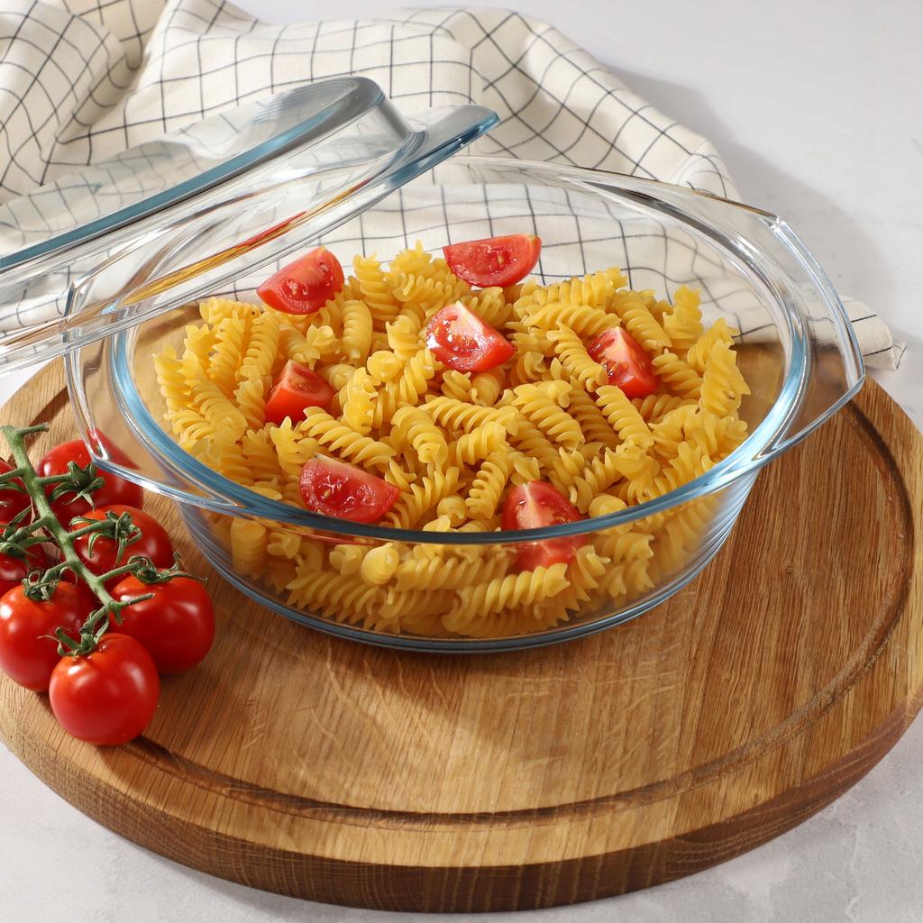 KADAX Heat-Resistant Dish with Lid for Baking Round Glass