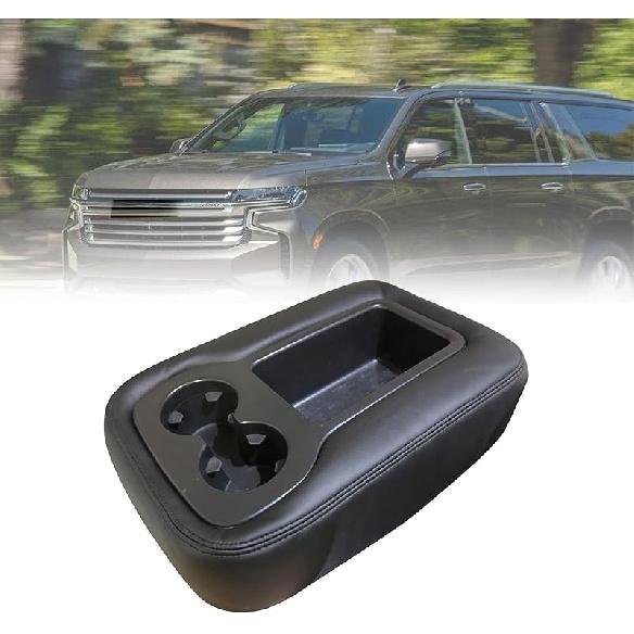 Priprilod Black Leather Center Console Jump Armrest Cover Fit for Chevy Silverado Tahoe Suburban Avalanche GMC Sierra Yukon XL 2007 2008 2009 2010