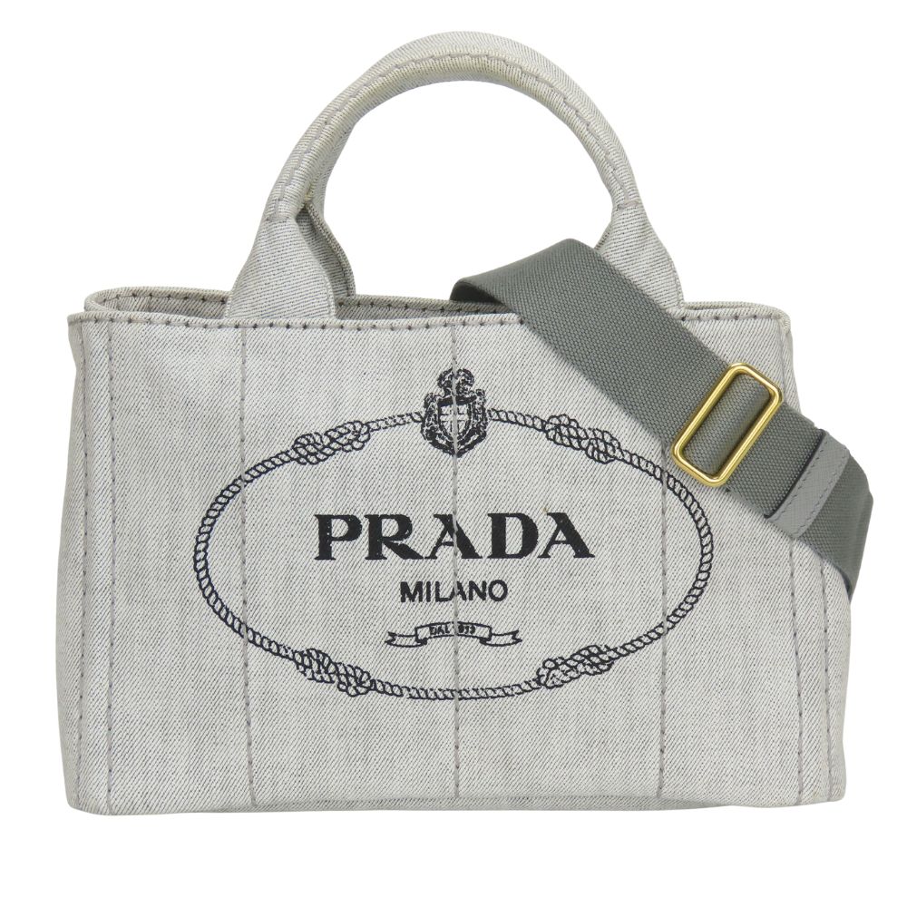 Used PRADA Handbag Canapa 1BG439 CANAPA canvas Bianco Light gray casual