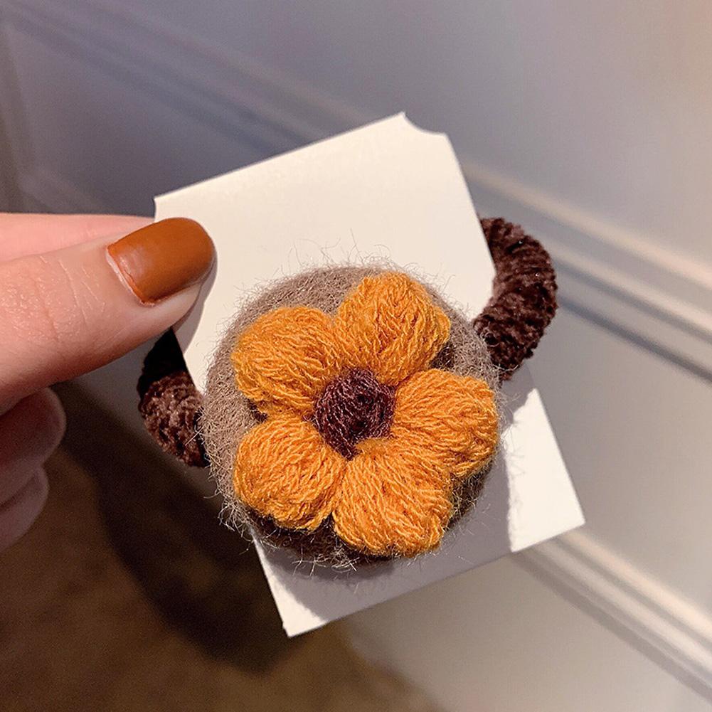 Handmade Crochet Flowers Hair Rope Band Woolen Head Decor Gifts for Woman
