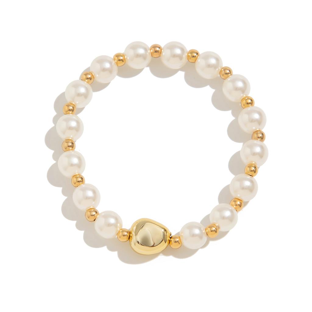 Metal Liquid Pleated Bracelet Bracelet Fashion Imitation Pearl Irregular Beaded Bracelet