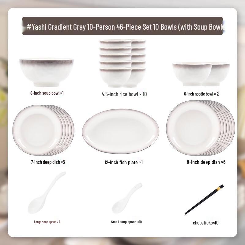 Kangmo 46-Piece Ceramic Dinnerware Set