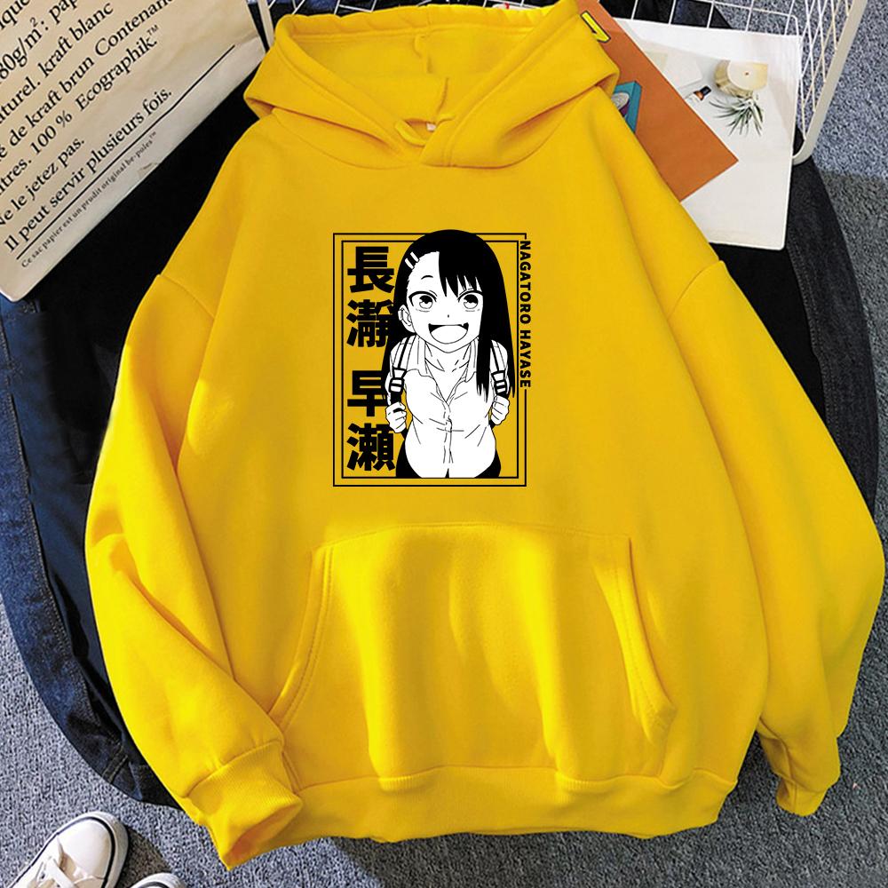 

Популярные японские толстовки с капюшоном в стиле аниме Kawaii Nagatoro Waifu, модные зимние повседневные толстовки с графическим принтом в стиле манга «Не играй со мной, мисс Нагаторо» 4XL жёлтый