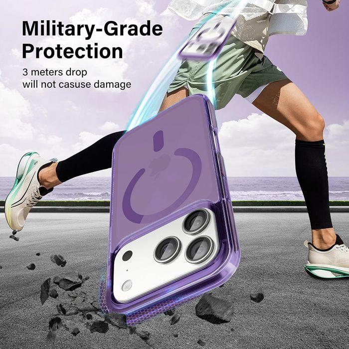 Coque pour iPhone 18 Pro, Antichoc Anti-Rayures avec Cercle Magnétique - Translucide Violet
