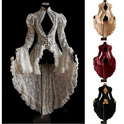 Vintage Halloween Medieval RenaissanAe Cosplay Costumes Dress Women Gothic LaAe Bandage Black Fancy Dress Maxi Dress Vestidos