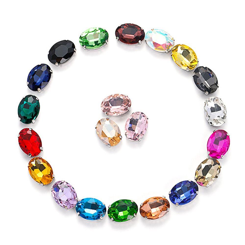 50Pcs/Pack With Silver Claw Glitter Sewing Rhinestones Sew On Diamond Beads Ornament  For Needlework