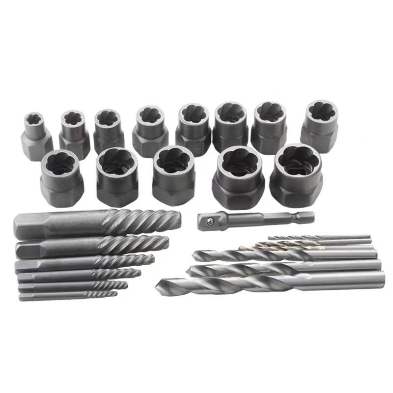26Pcs/Set Bolt Nut Socket Wrench Removal Tools Electric Drill Bits Torque Wrench Drive Damaged Screw Extractor Car Repair Tools