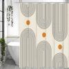 Modern Geometric Sun Arch Shower Curtain, Bathroom Decorative Shower Curtain, Waterproof Shower Curtain with Hooks
