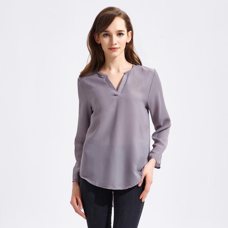 Buy Chiffon Shirt Women Sexy Long Sleeve V-neck Casual Loose Tops ...