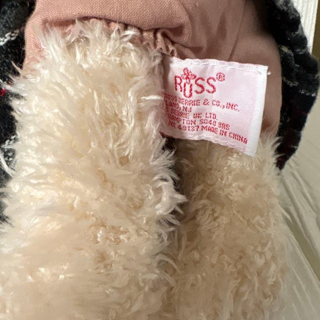 [USED] RUSS Checkered Dress Teddy Bear