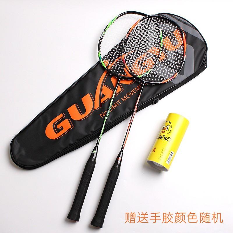Badminton Rackets Set 2Pcs Lightweight Carbon Fiber Beginners Adults Training
