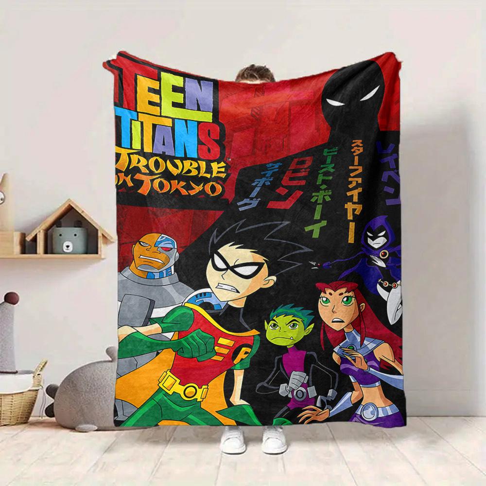 1pc Teen Titans Go! Flannel Throw Blanket - HD Printed Lightweight Soft Warm All-Season Blanket for Sofa, Bed, Travel, Camping 112