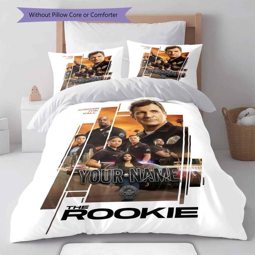 The Rookie Benutzerdefinierter Name Muster Bettwäsche Steppdecke Set Bettbezug Kissenbezug Zuhause Geburtstagsgeschenk(1 Bettbezug + 2 Kissenbezüge, ohne Füllung)