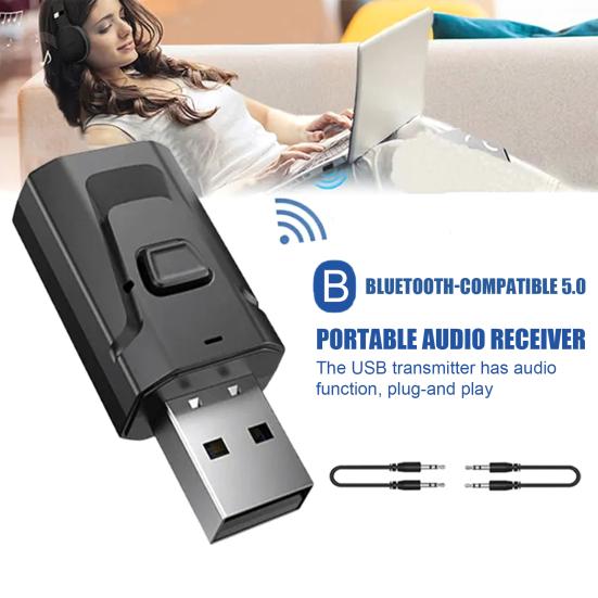 

Bluetooth-compatible Car Audio Converter Transmitter with Clear Sound Plug-Play Wide