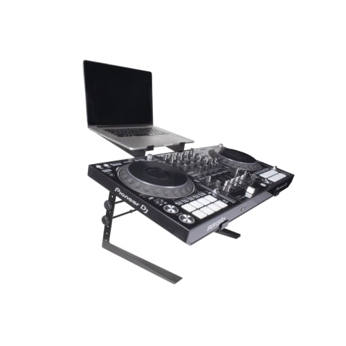 Headliner Covina Portable Dual DJ Controller Stand; Adjustable and Durable DJ Stand for Controller and Laptop; Ideal for DJ Rigs At Home, In the Club,
