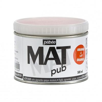 Acrylic Paint - Pebeo - Mat Pub - 500ml - Glossy Orange - Matte Finish