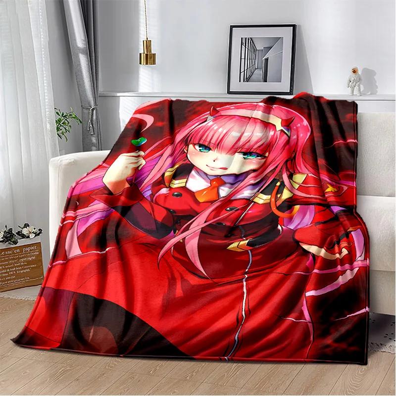 3D Sexy Girl Zero Two DARLING In FRANXX Soft Plush Blanket,Flannel Blanket Throw Blanket for Living Room Bedroom Bed Sofa Picnic
