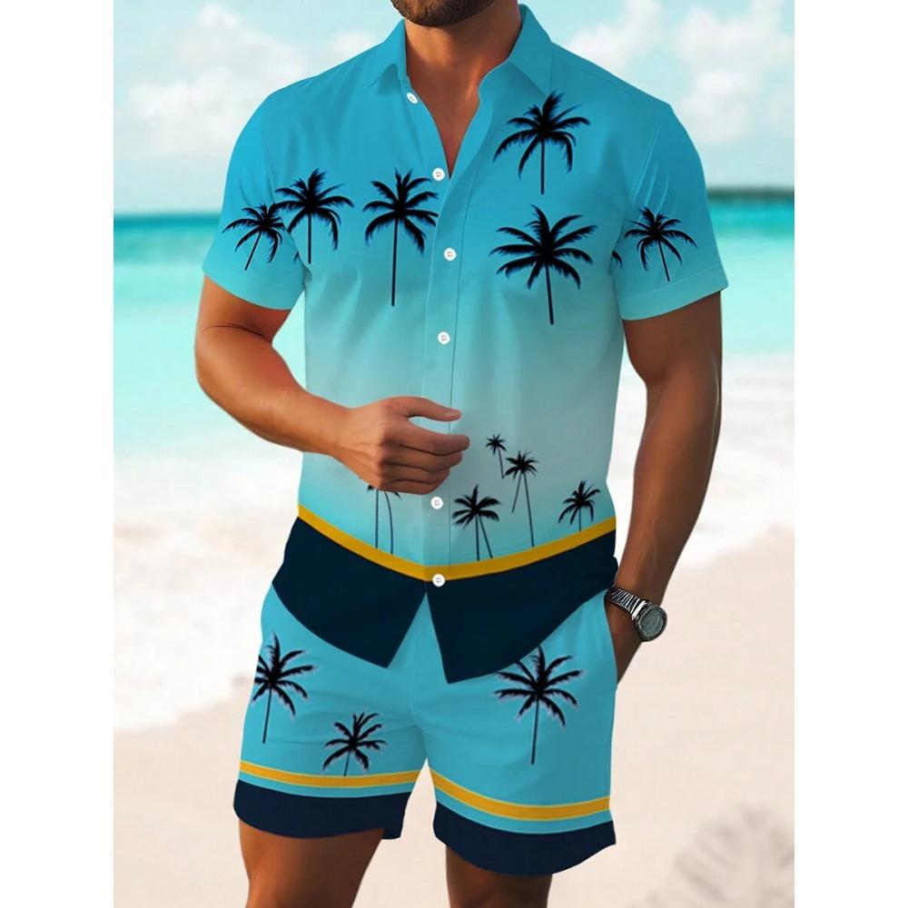Sommer-Strandparty Herren Freizeithemd Outdoor-Sport Herrenshorts Herren Hawaii-Kurzarmhemd und Strandshorts Set