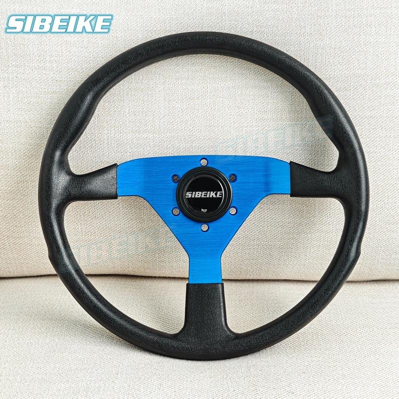 SIBEIKE 350mm PU Steering Wheel JDM Universal Flat Racing Sports Steering Wheel