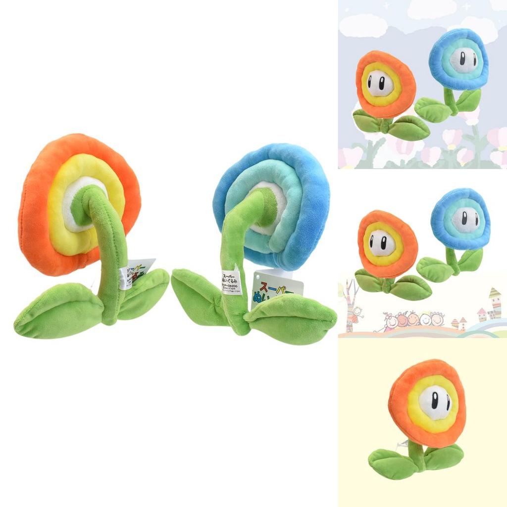 Mario Plush Toy With Realistic Orange Flames And Blue Ice Sunflowers 18cm
