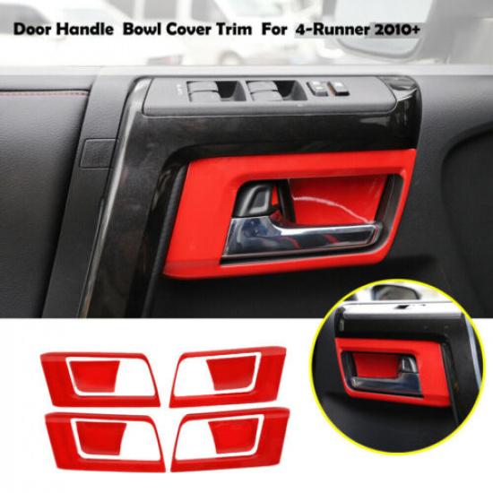 4X Red Interior Door Handle Bowl Frame Cover Trim For 4Runner 10-19 Accessories
