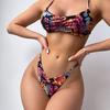 Printed Floral Split Swimsuit Female Sexy European and American Hot Spring Beach Vacation Swimsuit