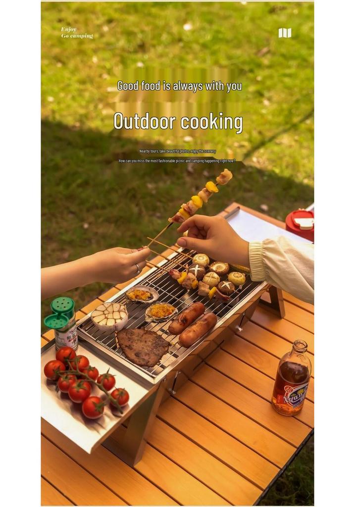 Portable Stainless Steel Folding Charcoal BBQ Grill for Outdoor Use