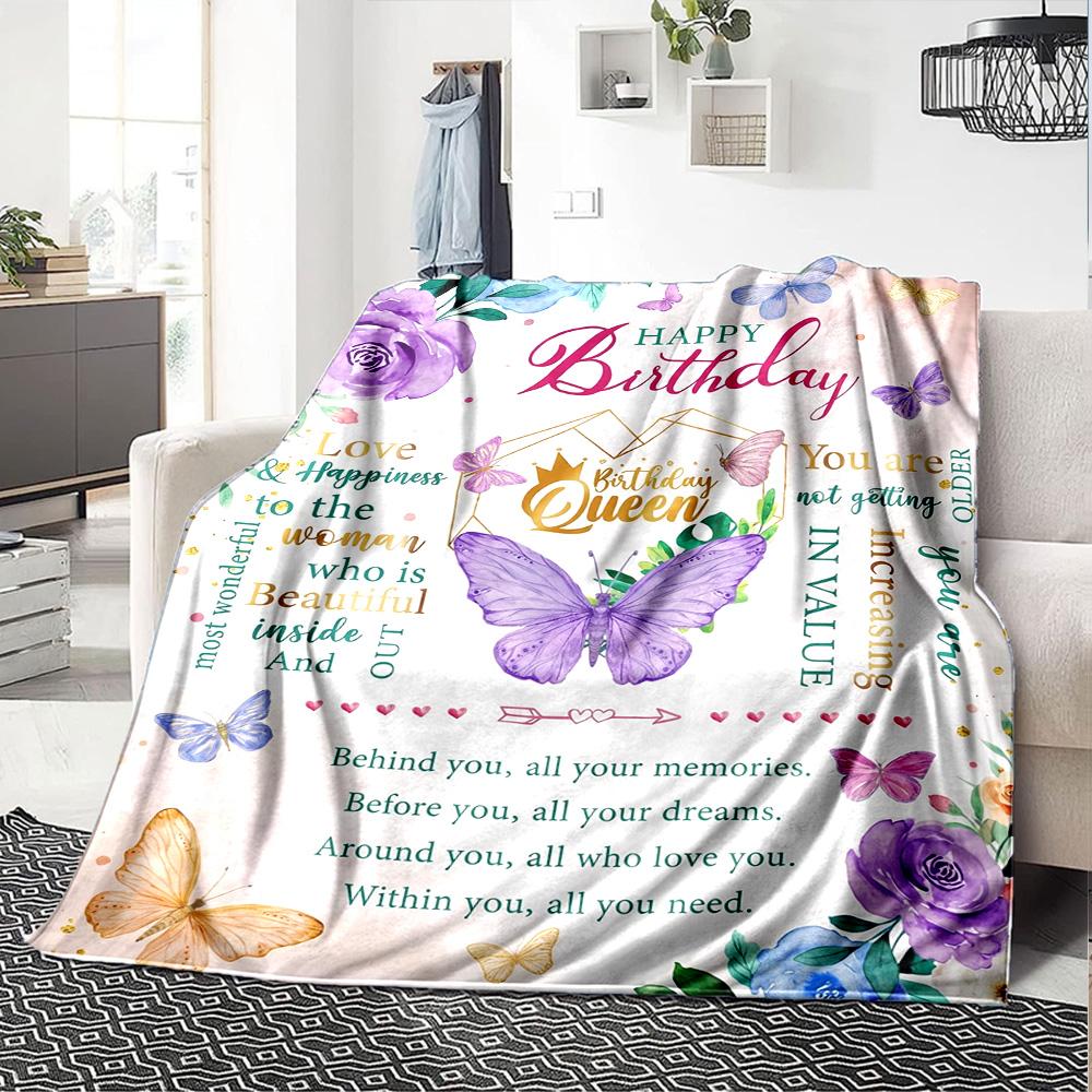 Happy Birthday Celebration Multi-purpose Blanket Comfortable ure Suitable for Sofa Couch Office Bed Seasons Universal Warmthful Friends Y32