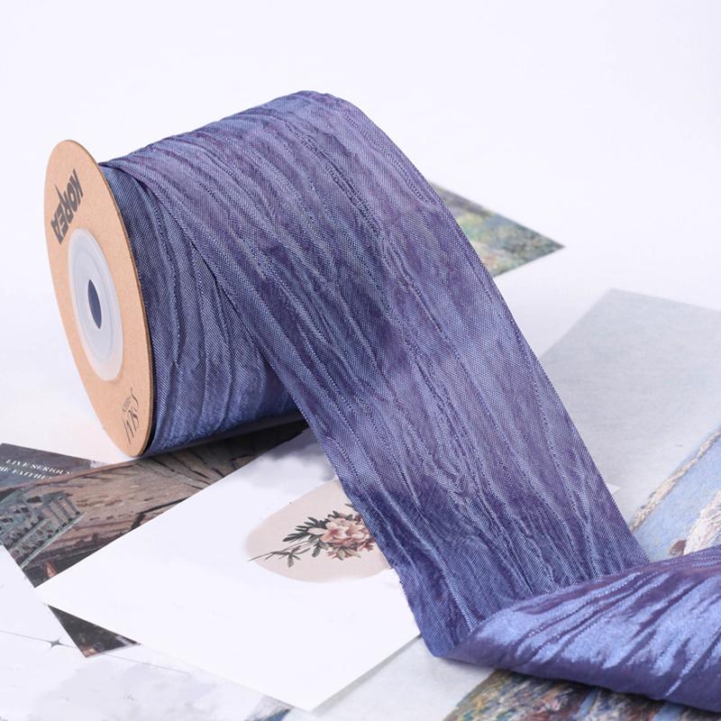 

1Roll Bow Tie Decoration Pearlescent Wedding Ribbon Silk Ribbon Adorn Hair Accessories Sewing DIY Gift Box Wrinkled
