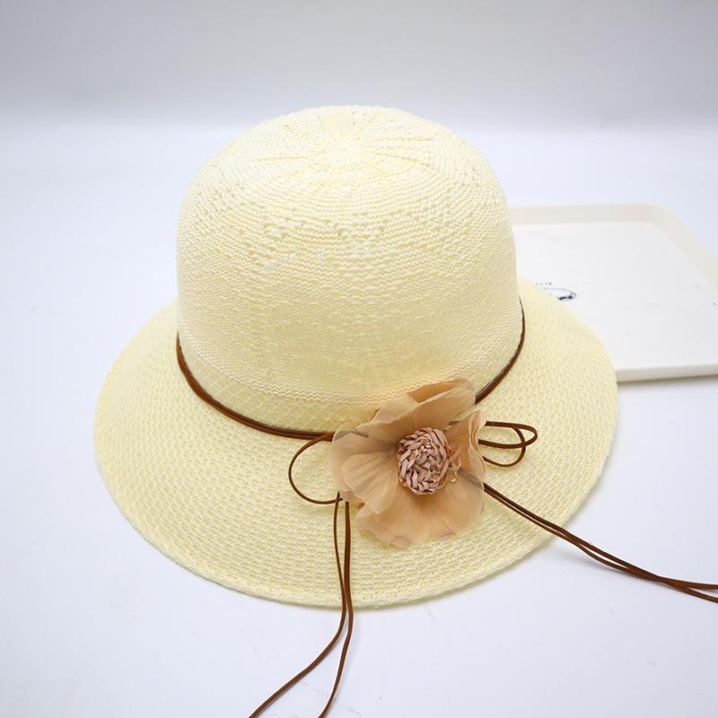 Summer straw hat big brim fashionable flower sweet seaside vacation beach breathable sun protection sun hat women's