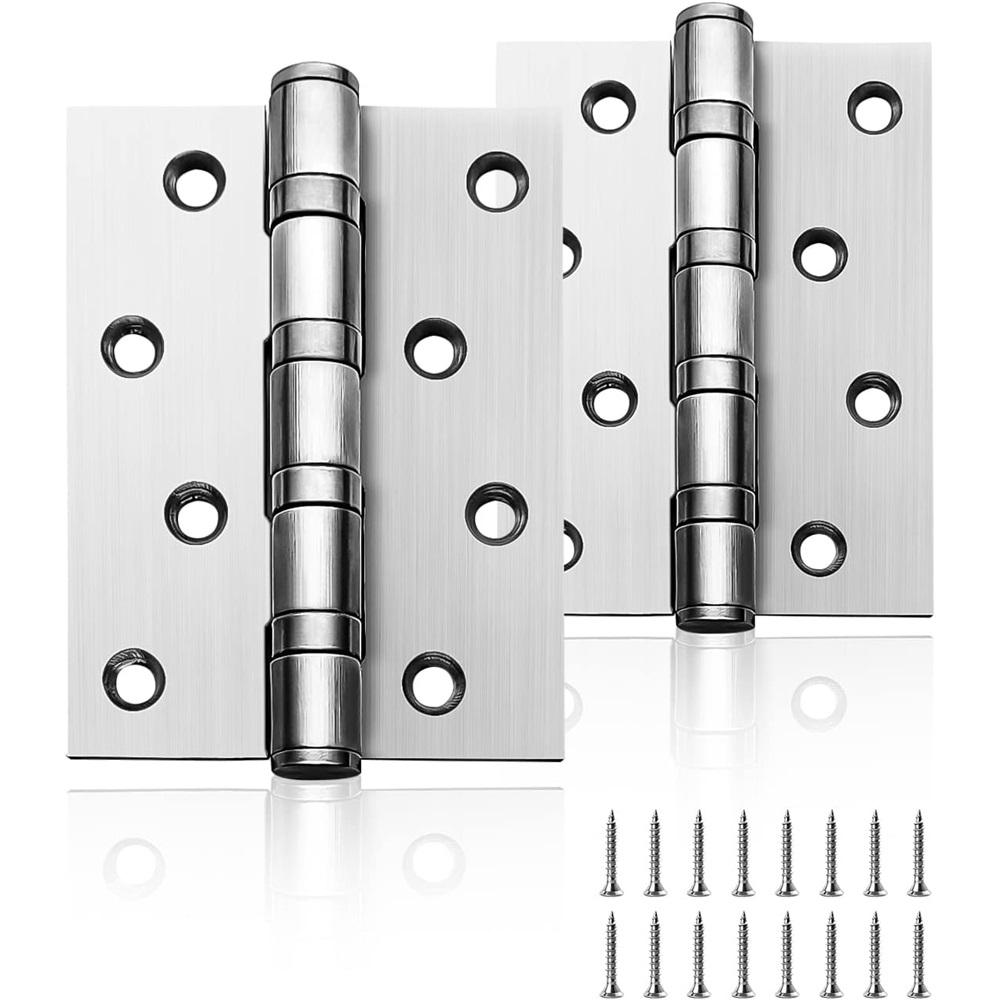 

Двухсекционная дверная петля из нержавеющей стали (черный) Большая сверхпрочная петля 10 см, регулируемая мебельная фурнитура с винтами 2pcs серебряный