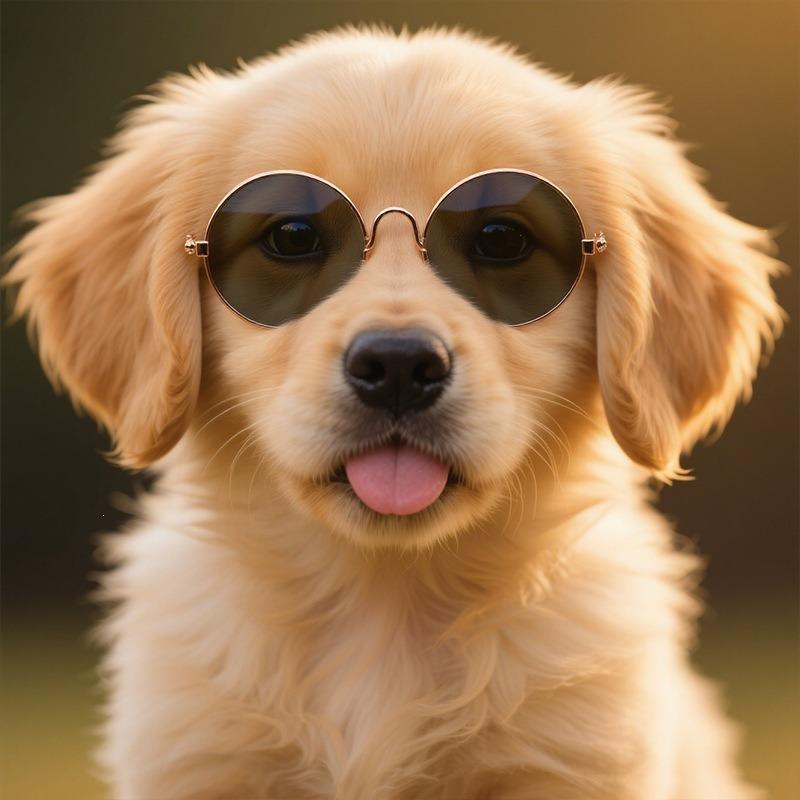 Round glasses cat sunglasses UV protection glasses trendy cool accessories metal glasses pet supplies sunglasses