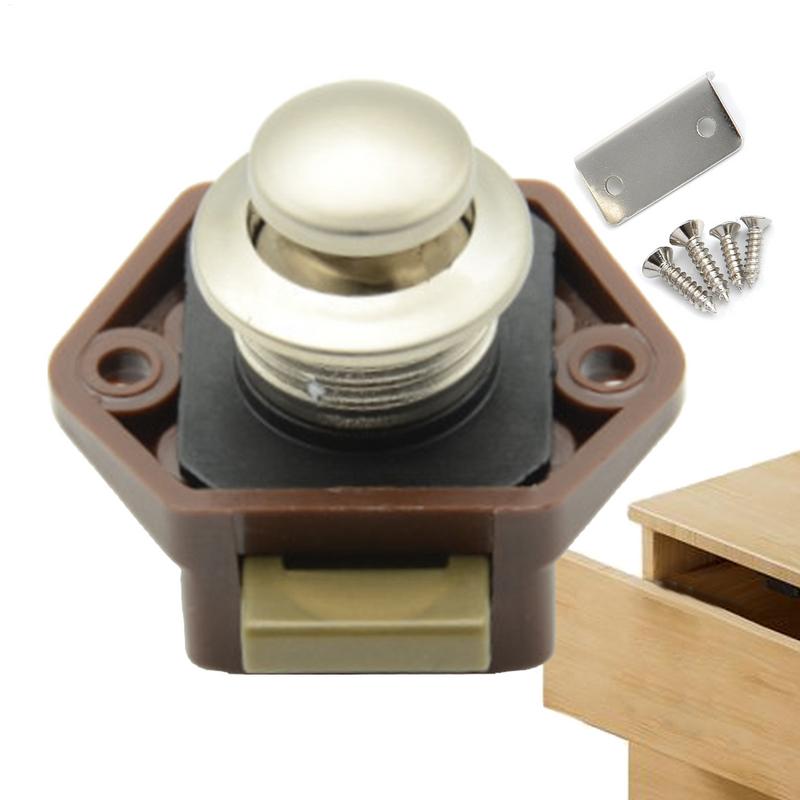 Push Button Lock RV Cabinet Door Latch Keyless Cupboard Locks RV Push Catches Knob Furniture Hardware for Caravan Home Yachts
