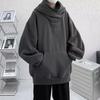 Sudadera con capucha de cuello alto ninja de color liso de otoño para hombre, sudaderas de forro polar vintage, sudaderas de hip hop japonesas de gran tamaño