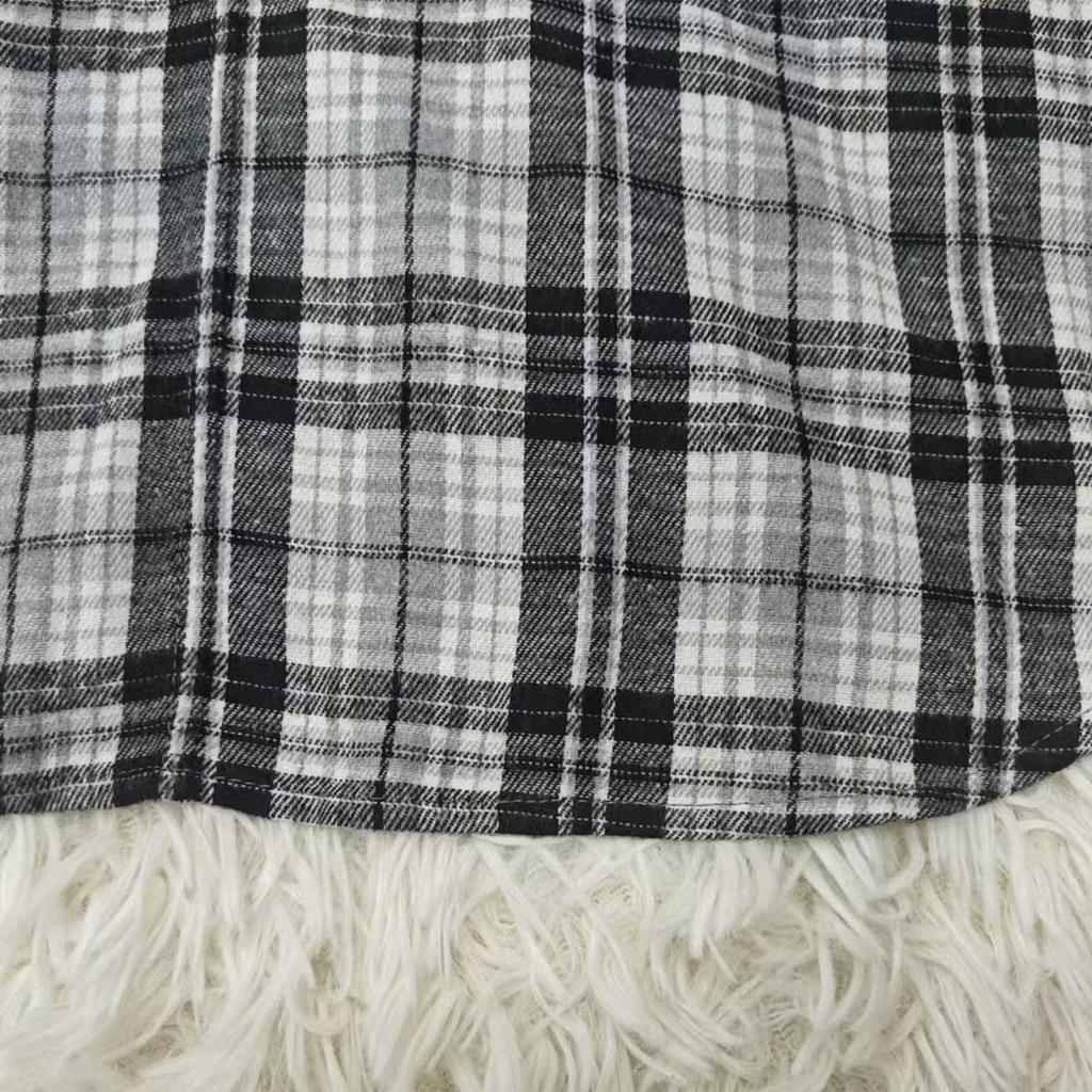 Dámská ležérní volná kostkovaná košile s kapucí s dlouhým rukávem