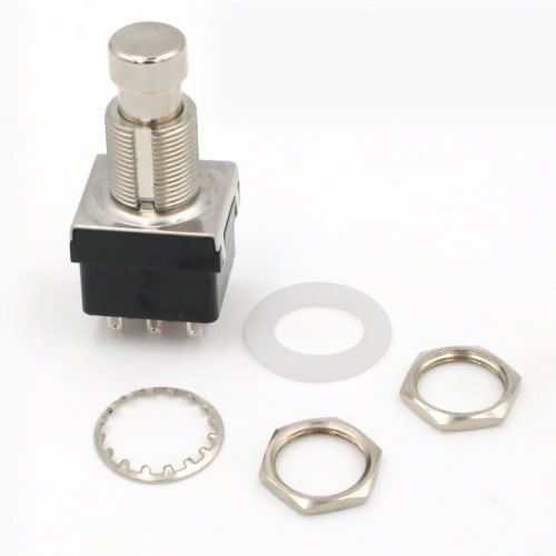 Set of 2 Switchcraft 3PDT Foot Switches, 3-Pole, 2-Contact, 9-Pin, Black, Push Switch