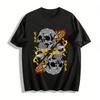 Totenkopf Kolben König Aufdruck Biker Stil Cool Lässig Streetwear T-Shirt Reines Baumwoll-T-Shirt