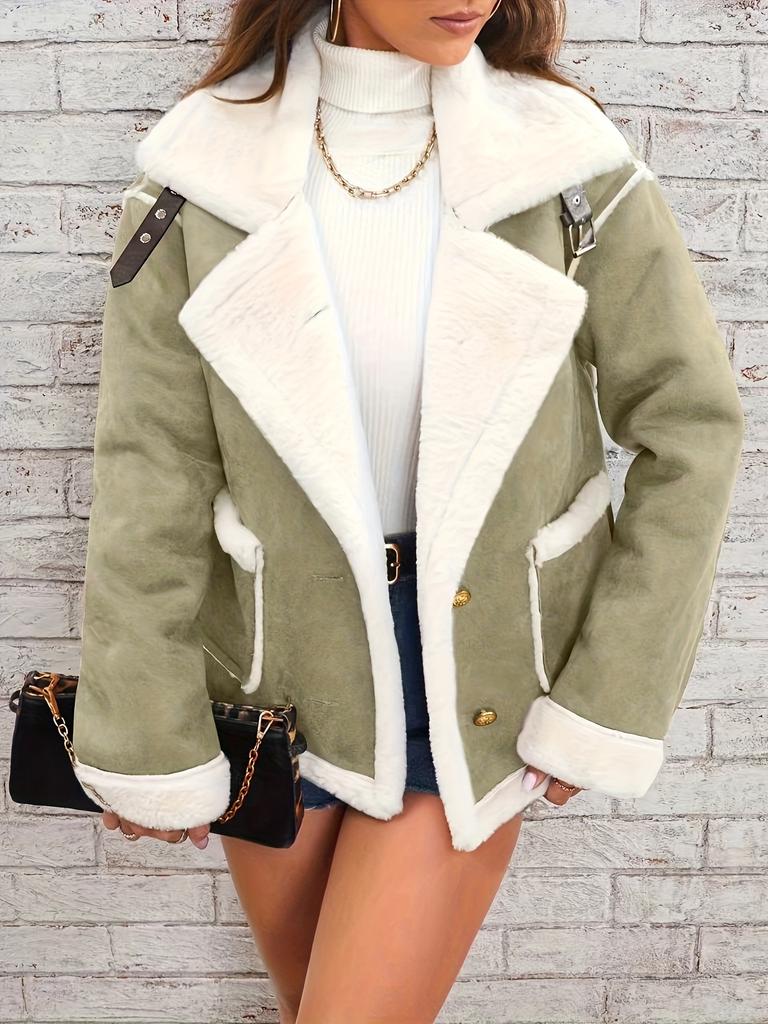 Fashion Lapel Plush Jacket Winter Warm Casual Jacket
