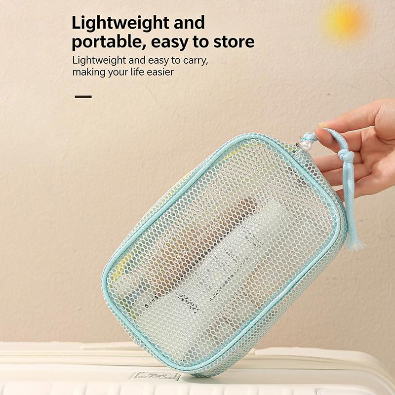 Mesh Makeup Bag For Women Cosmetic Storage Bag Travel Portable Toiletry Bag Underwear Storage Bag