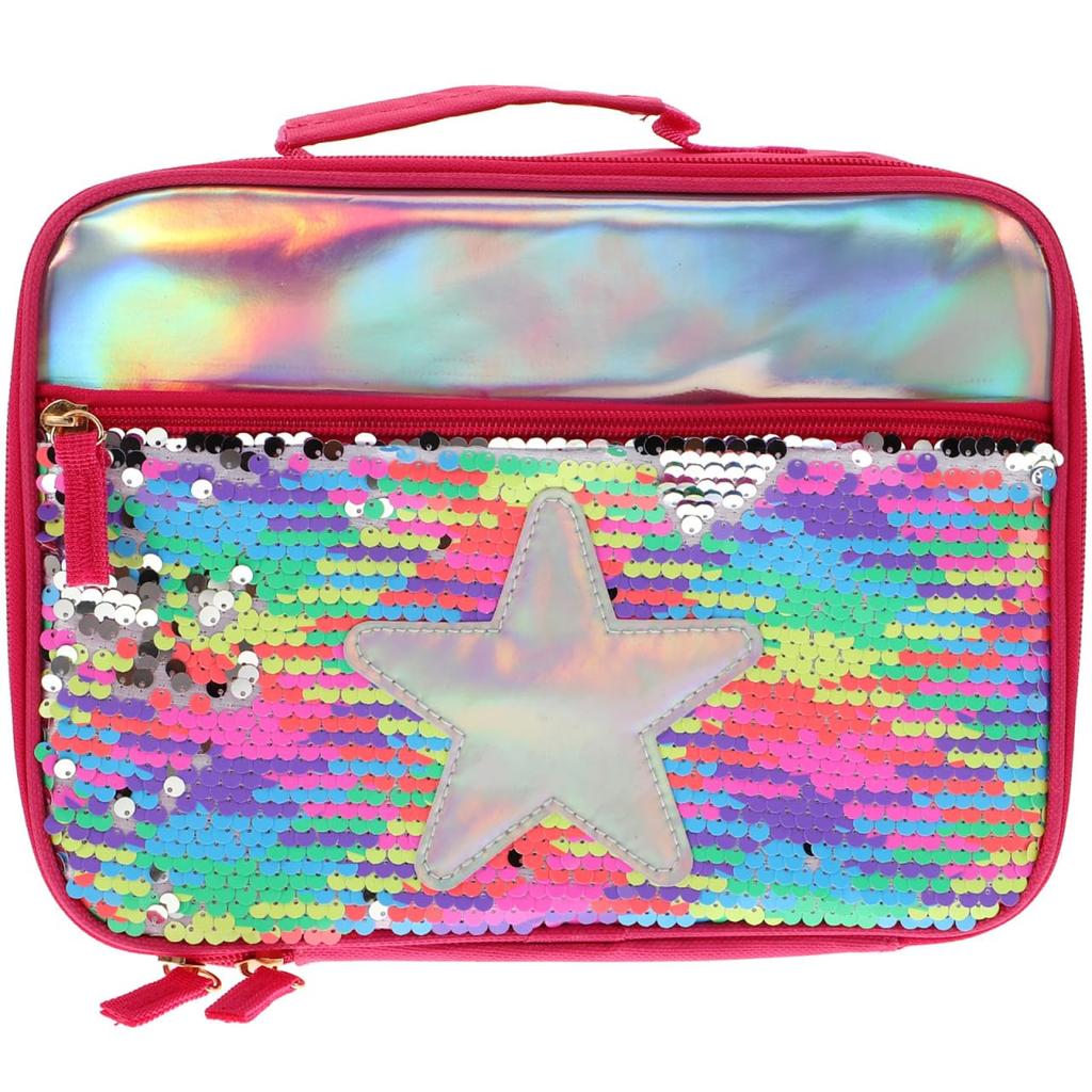 Garneck Portable Lunch Bag, Thermal Insulated Lunch Tote Bag, Sequined Lunch Storage Pouch, 25x19x7cm, Lightweight, Multifunctional, Lunch Bag