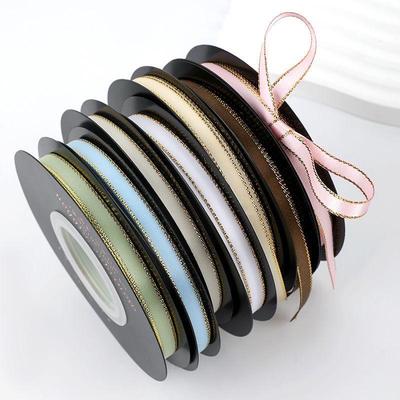 "6 mm dubbelsidig guldkantad sidenband för presentinslagning, bokmärken och gör-det-själv-rosetter"