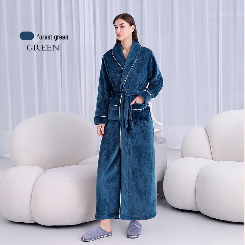 Thick Flannel Couple Bathrobe - Plus Size Homewear for Women & Men