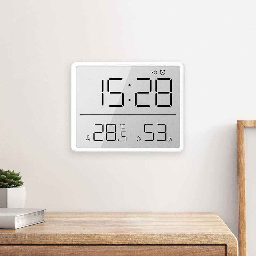 Digital Alarm Clock with LCD Screen, Temperature & Humidity, White 8218